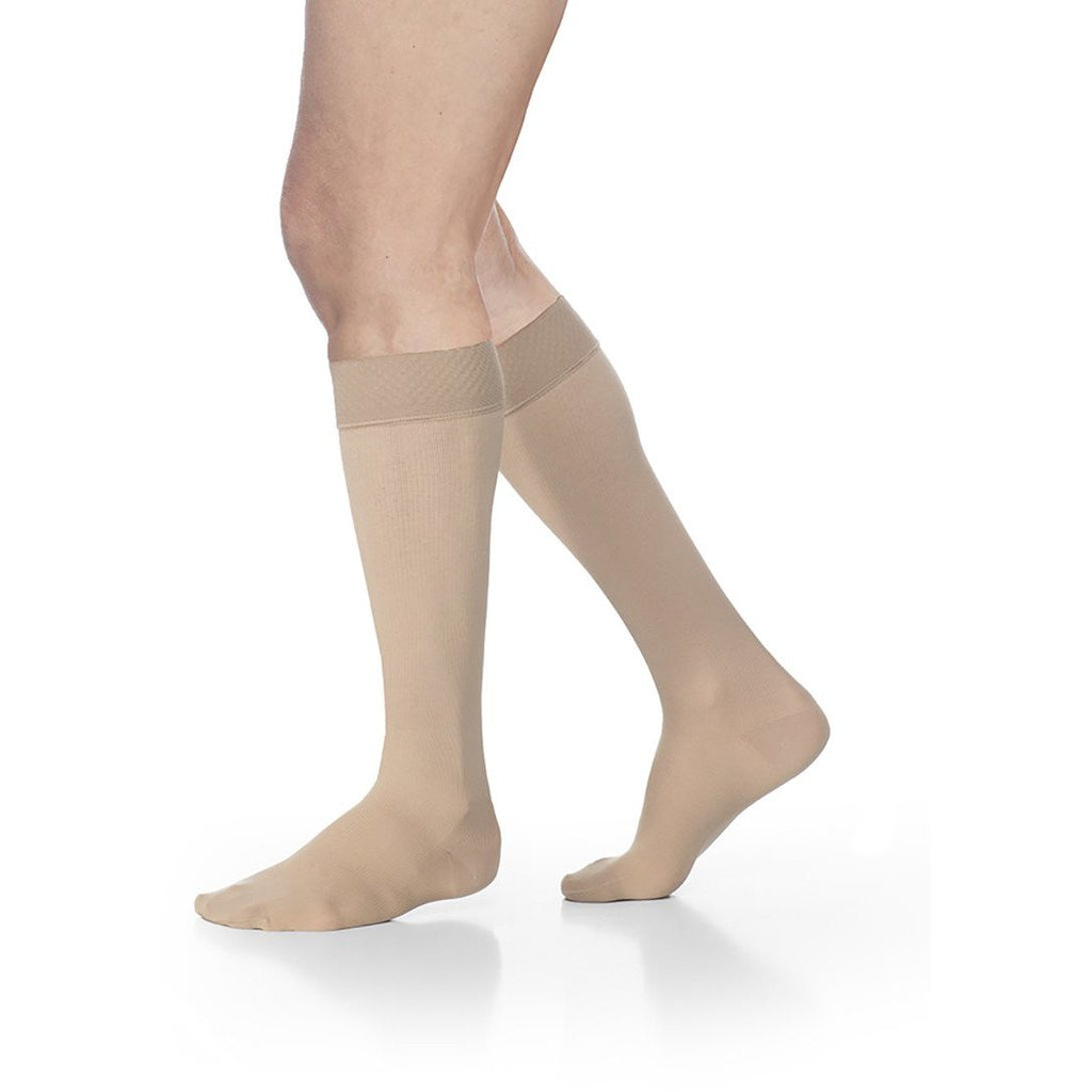 Sigvaris Opaque Knee High, Light Beige, Side View