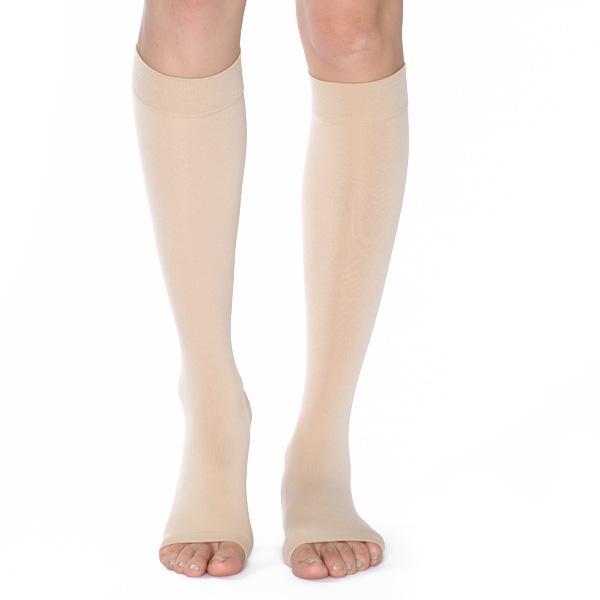Mediven Comfort Extra Wide Calf Knee High, Open Toe, Natural, Front View