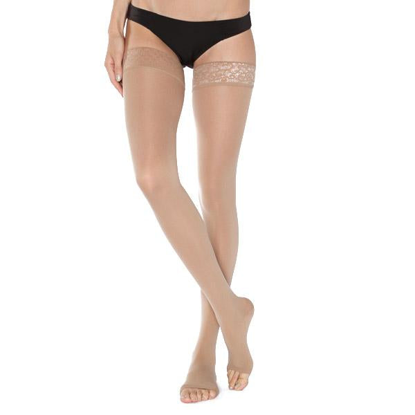 Mediven Comfort Thigh High, Open Toe, Lace Band, Natural, Front Alternate View