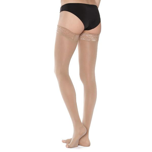 Mediven Comfort Thigh High, Open Toe, Lace Band, Natural, Back View
