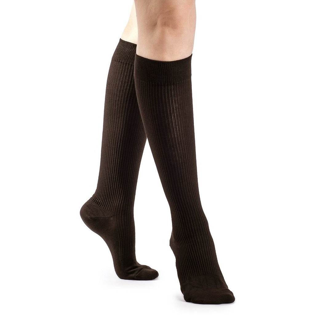 Sigvaris Women's Casual Cotton Knee High, Brown