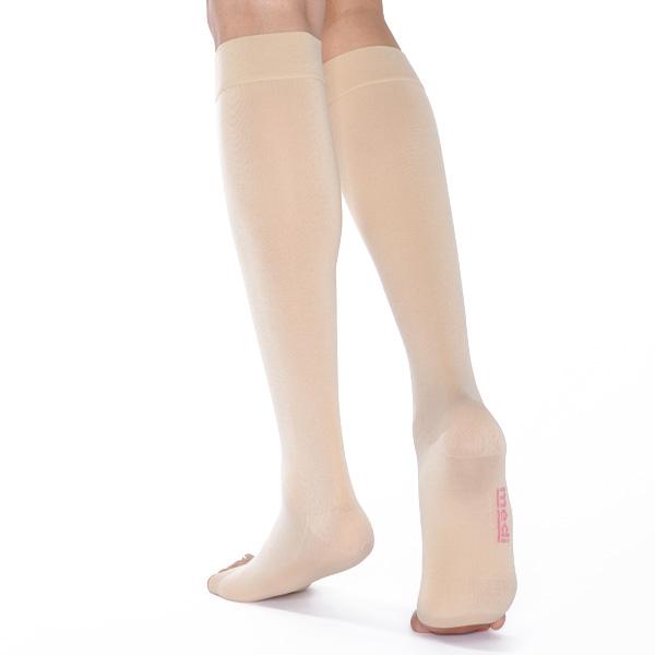 mediven plus for Men & Women, 20-30 mmHg Calf High w/Silicone Top Band Open  Toe Compression Stockings, Beige, II (Extra Wide)-Petite 