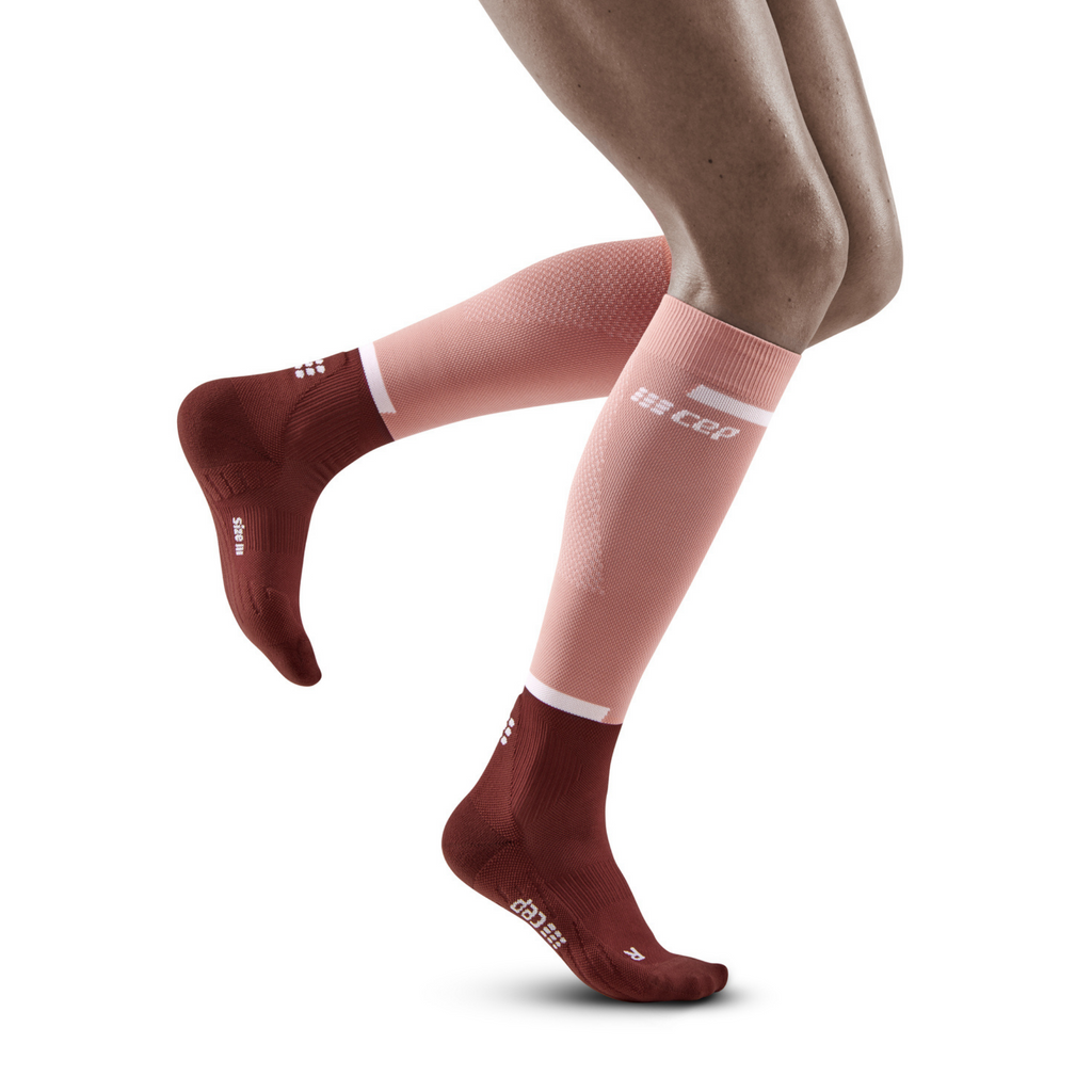 CEP Women's The Run Compression Tall Socks 4.0, Rose/Dark Red