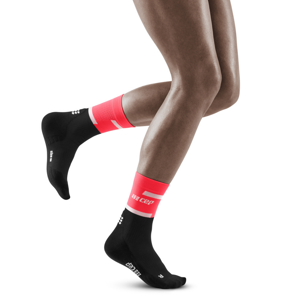 CEP Women's The Run Compression Mid Cut Socks 4.0, Pink/Black